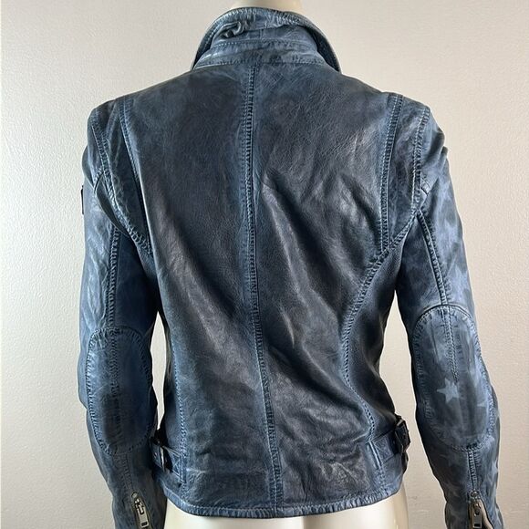 Womens stunning MAURITIUS  SofiStar motor Jacket Light Blue Small 6 lamb leather - Picture 5 of 16